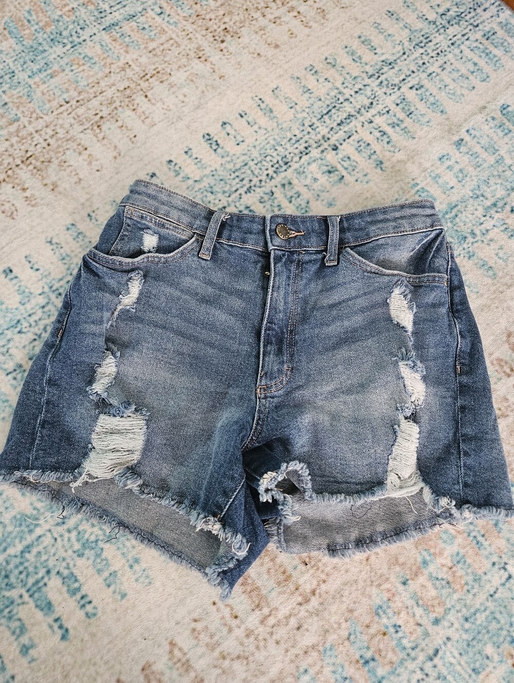 Jennifer Lopez Light Blue Distressed Denim Shorts